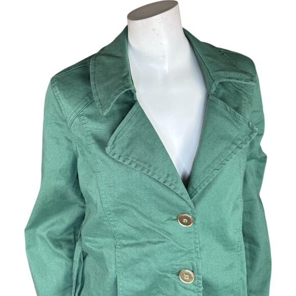 DG2 Diane Gilman Green Trench Jacket XS NWT Belted Cotton Blend 30th Anniversary - Picture 2 of 13